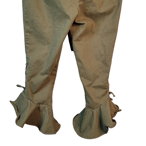 Scripted Olive Green Cropped Boho Ruffled Flair Leg Trouser Pants Size 8 - Picture 6 of 14